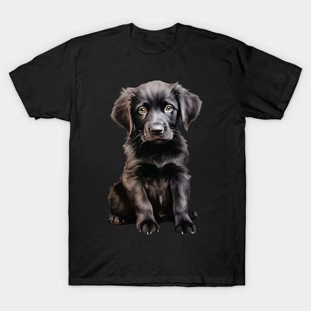 Puppy  Flat-Coated Retriever T-Shirt by DavidBriotArt